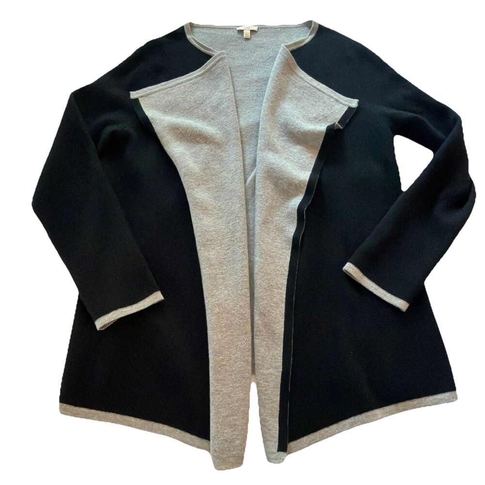 Talbots Petite Medium Cardigan black Open Front Long Sleeve kimono minimalist